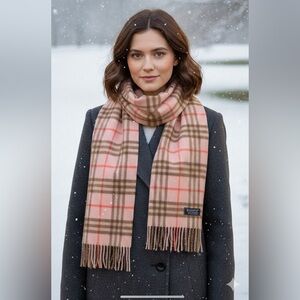 Authentic Burberry pink check 100% cashmere scarf